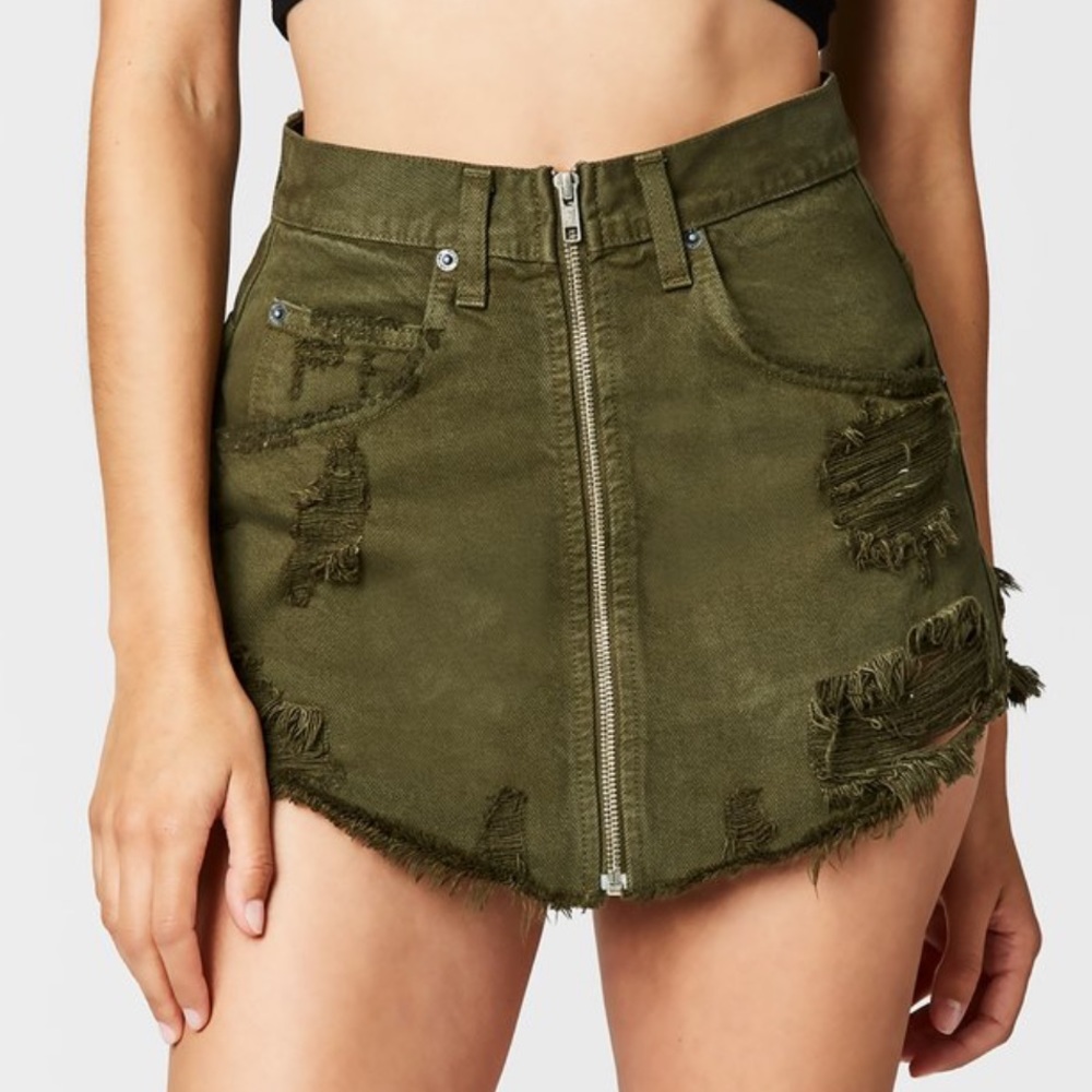CARMAR denim skirt in olive green